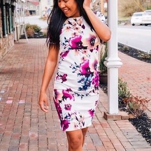Maternity Floral Fitted Dress